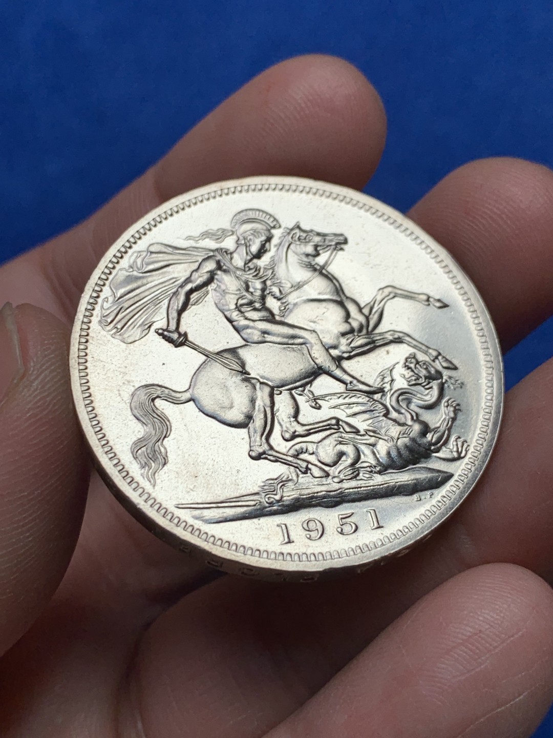 《竞宝斋》第149场-周日，周一，周四 3场 (全场包邮) 英国 1951年 乔治六世 最后的马剑 克朗镍马剑 带红盒