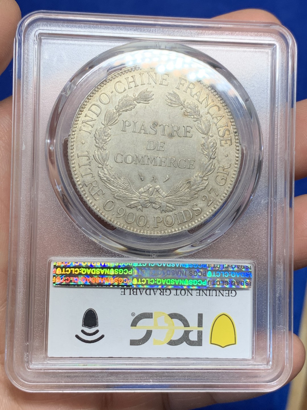 《竞宝斋》第149场-周日，周一，周四 3场 (全场包邮) PCGS AU 法属印支 1926年 坐人 1元银币 脸部清洗 地板好 低评了 也是不多见的年份