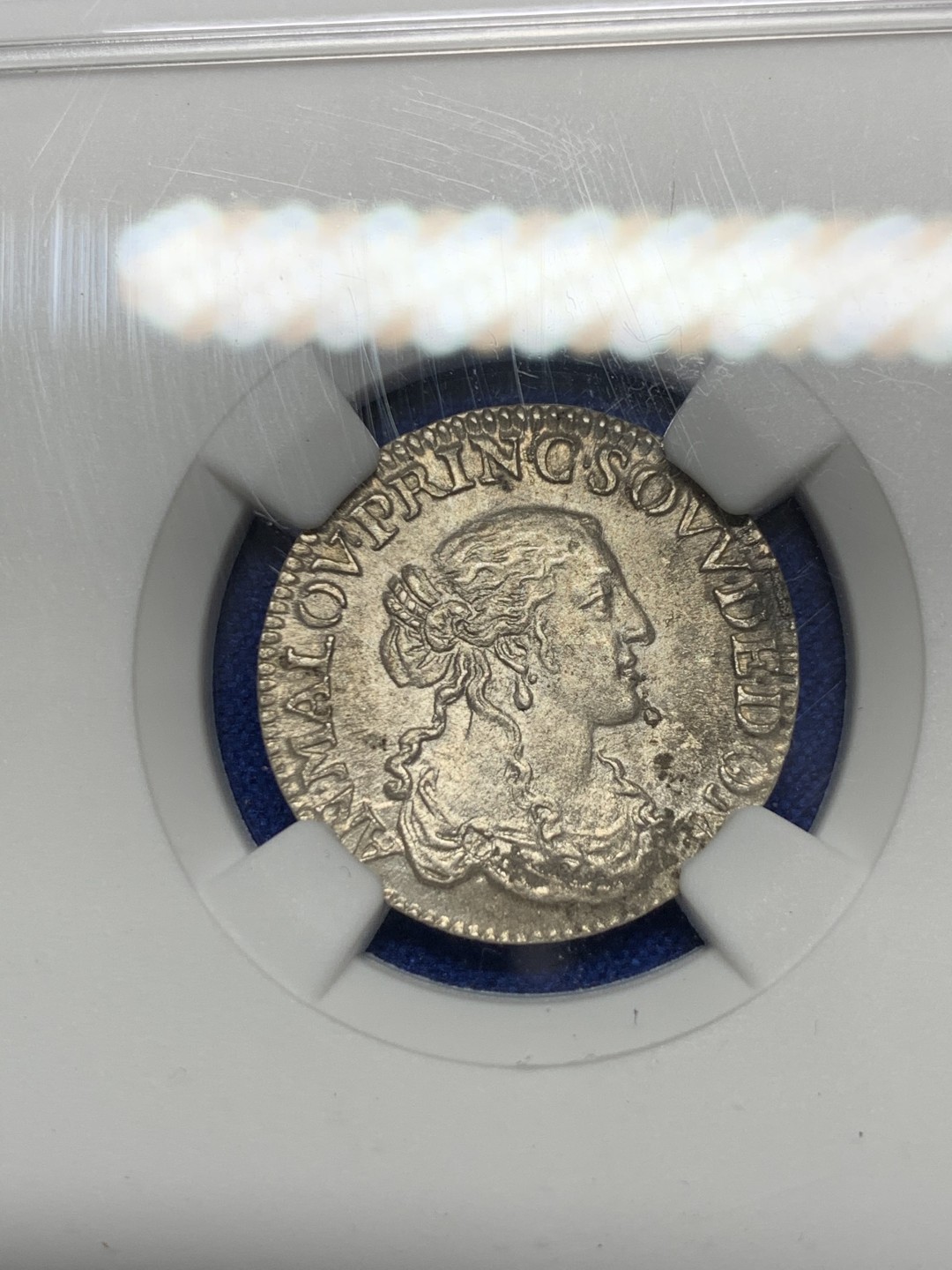 《竞宝斋》第149场-周日，周一，周四 3场 (全场包邮) NGC-UNC 法国1664年 安娜玛丽女王 1/12ECU银币 这品种能有这样的品相已经是万里挑一了