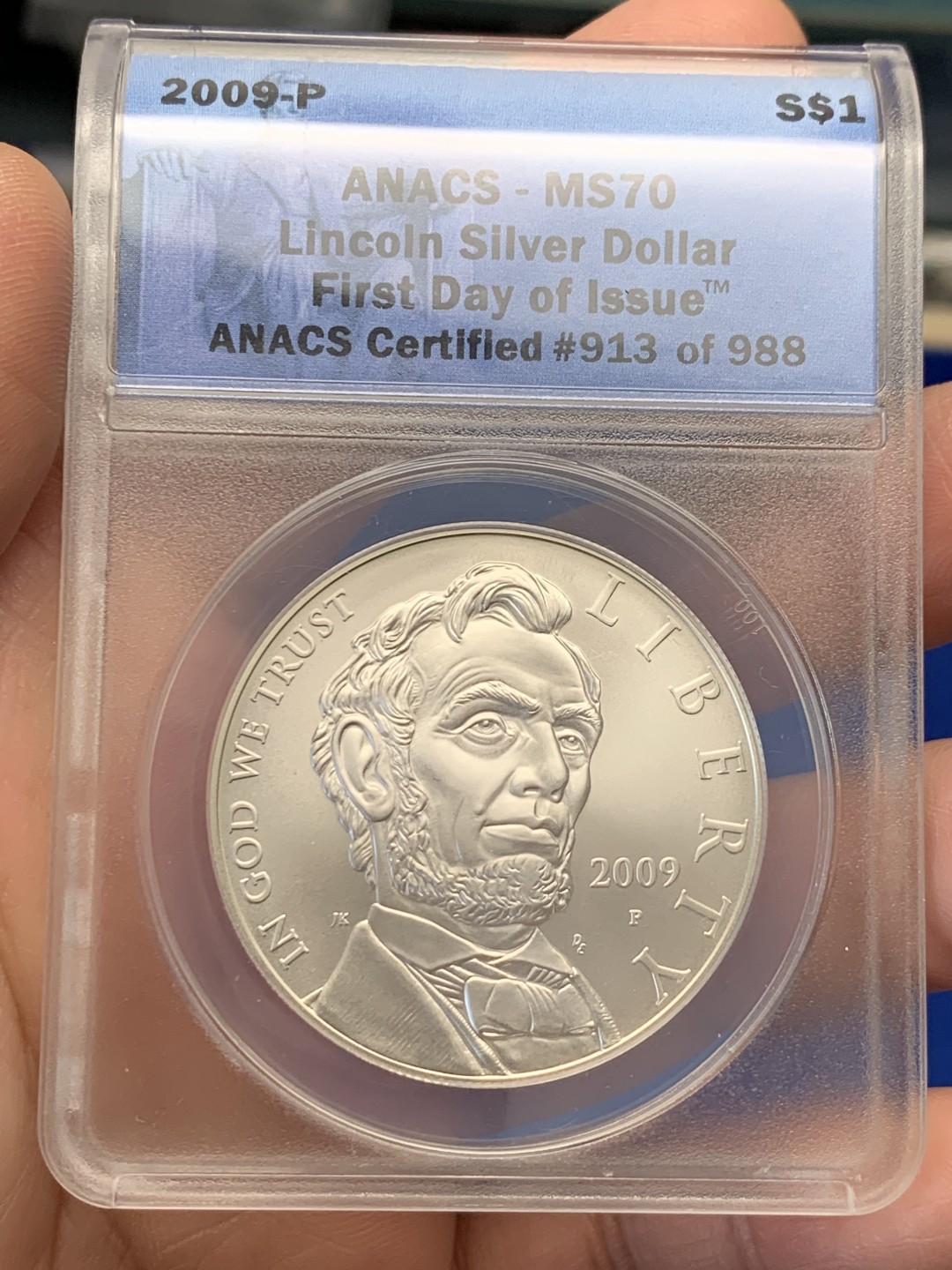 《竞宝斋》第149场-周日，周一，周四 3场 (全场包邮) ANACS-MS70 美国 2009年 林肯 200周年纪念大银币 900银 26.73克 高分好状态