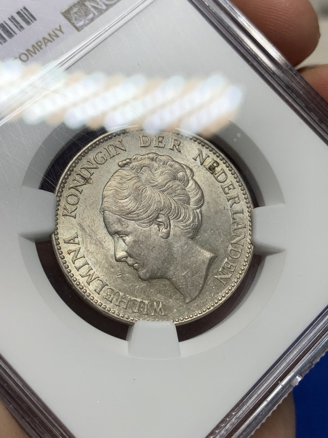 《竞宝斋》第149场-周日，周一，周四 3场 (全场包邮) NGC-MS61 荷兰1940年 威廉米娜女王 1盾银币 原光好品