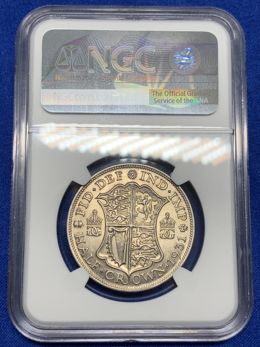 《竞宝斋》第149场-周日，周一，周四 3场 (全场包邮) NGC-MS62 英国1931年乔治五世半克朗银币 unc少见