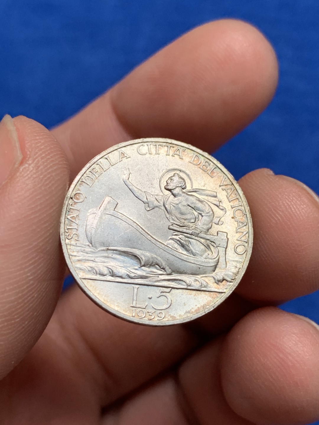 《竞宝斋》第149场-周日，周一，周四 3场 (全场包邮) 梵蒂冈银币两枚，葡萄500里拉+小船5里拉