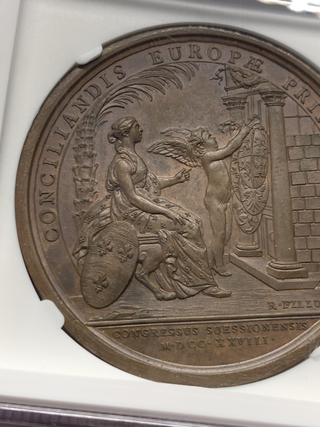 《竞宝斋》第149场-周日，周一，周四 3场 (全场包邮) NGC-MS63 法国1728年路易十五 天使图 大铜章 罕见品种