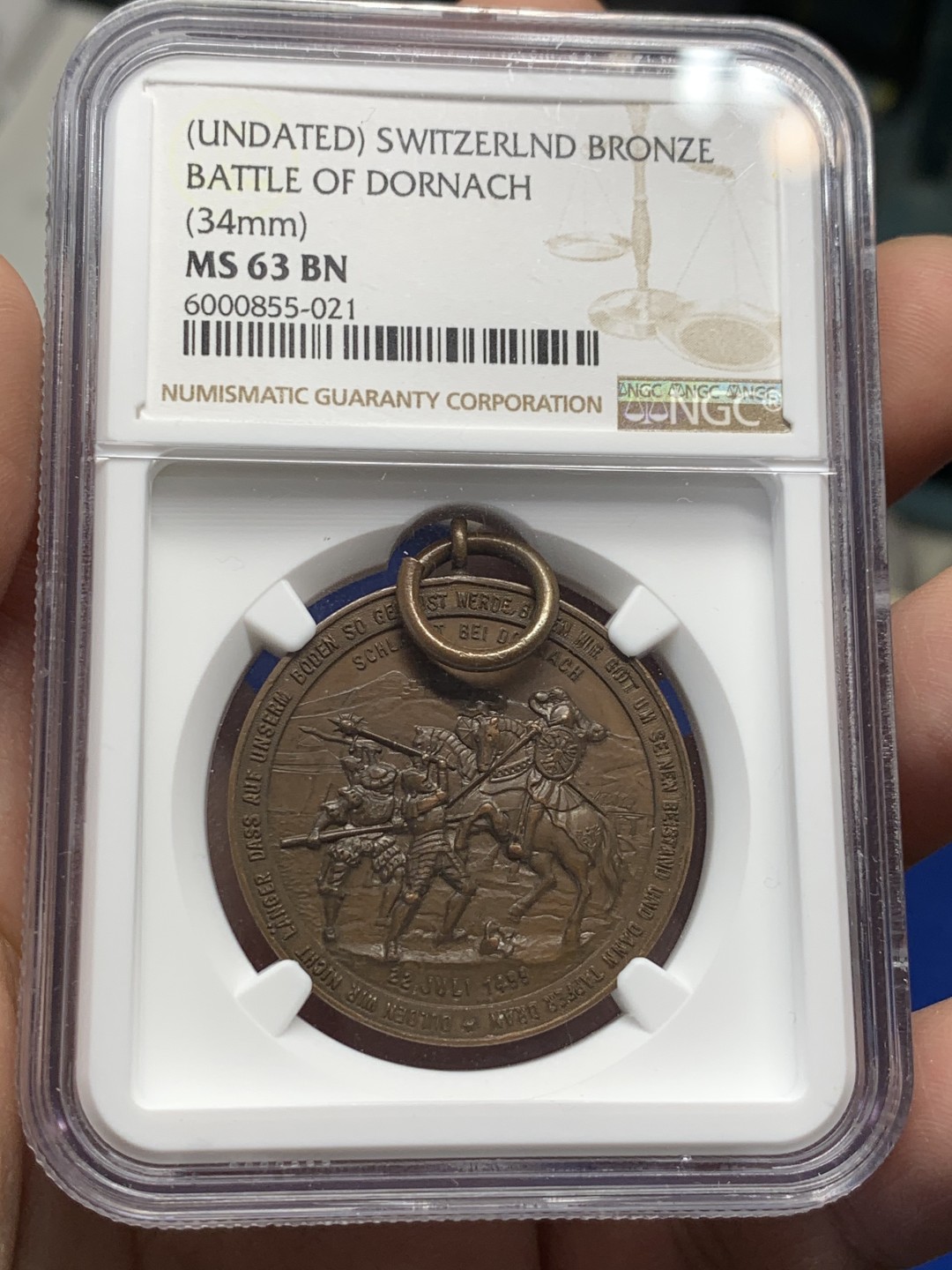 《竞宝斋》第149场-周日，周一，周四 3场 (全场包邮) NGC-MS63BN  瑞士Dornacn战役勋章