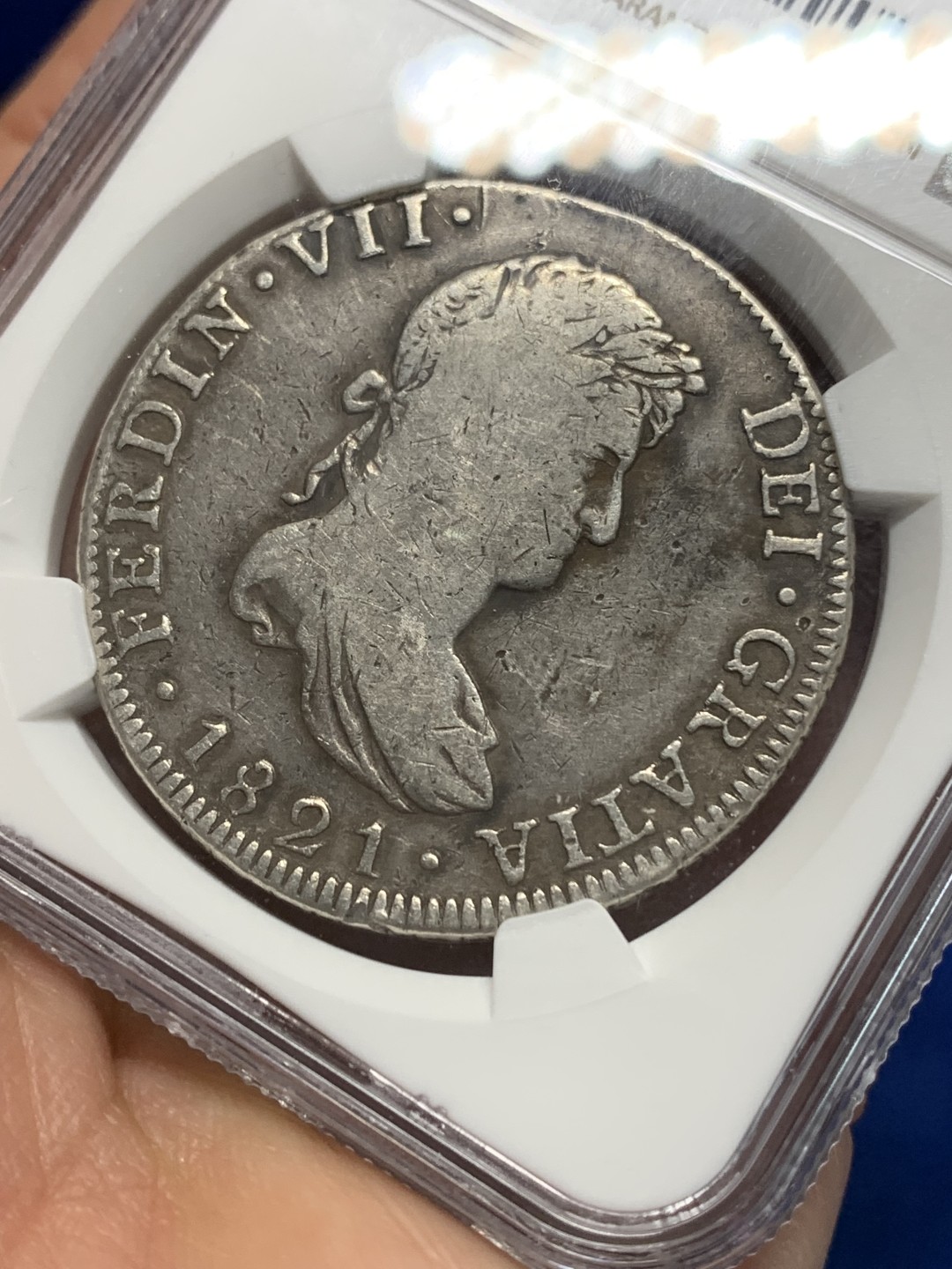 《竞宝斋》第149场-周日，周一，周四 3场 (全场包邮) NGC-VF  墨西哥 1821年 费七 8R 双柱大银币 流通品相 原味熟美