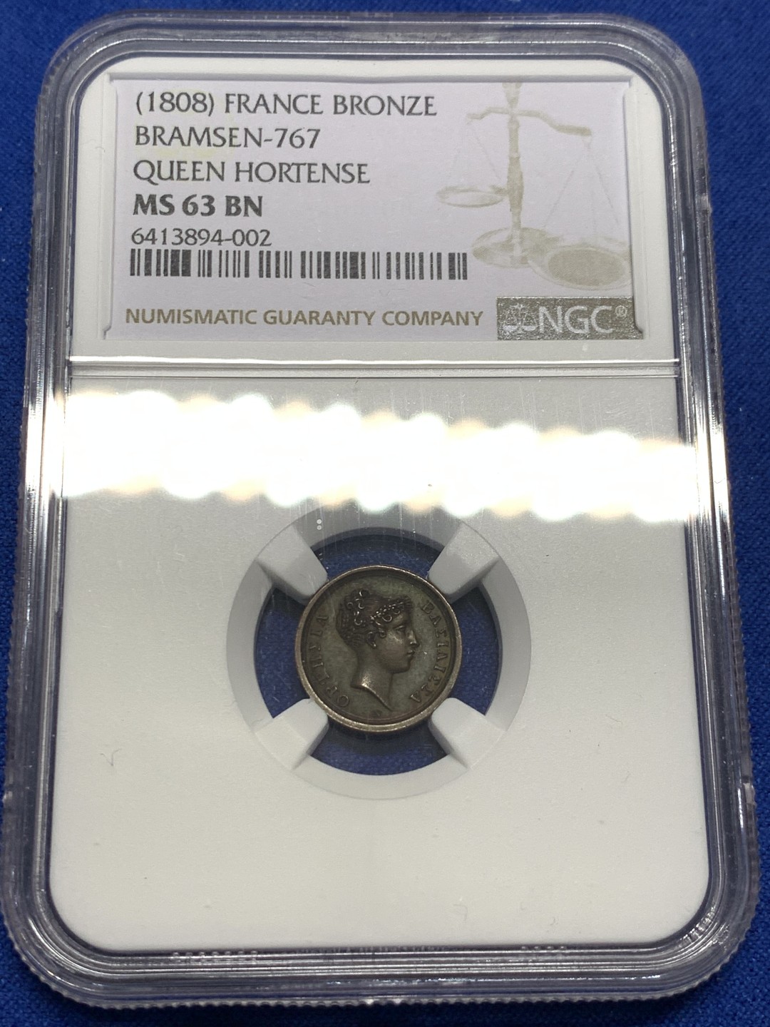 《竞宝斋》第149场-周日，周一，周四 3场 (全场包邮) NGC-MS63 法国1808年 拿三之母奥坦丝王后 铜章