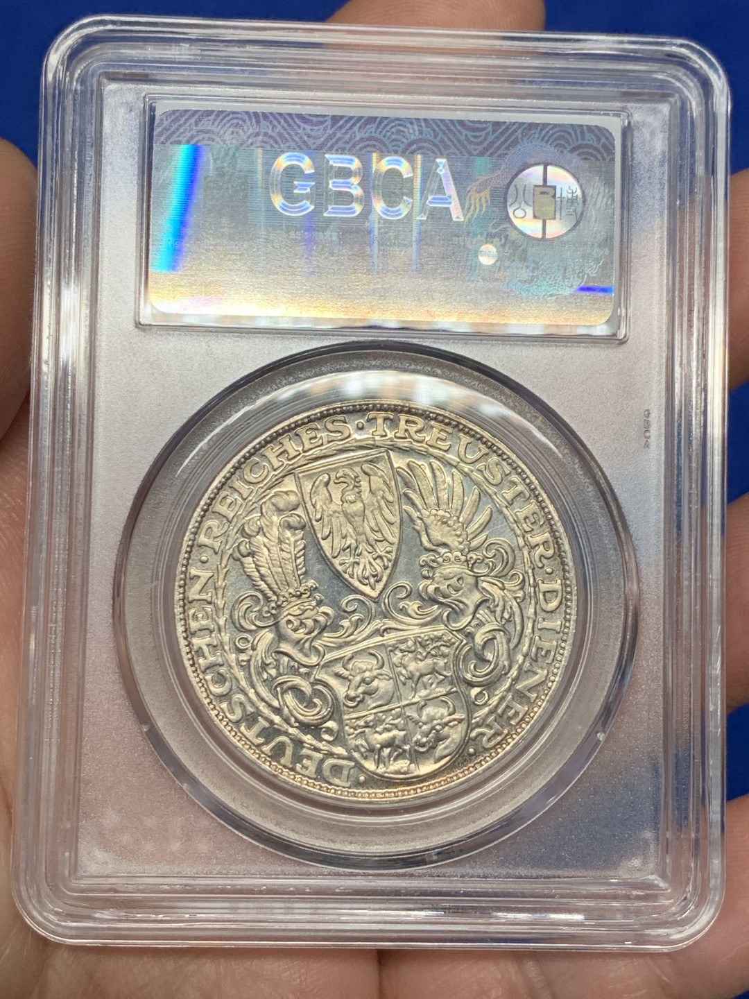 《竞宝斋》第149场-周日，周一，周四 3场 (全场包邮) 公博-SP62 德国 1927年 兴登堡八十大寿 5马克 纪念银章  镜面底板 人物磨砂质感