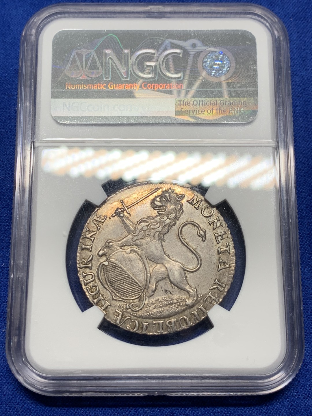 《竞宝斋》第149场-周日，周一，周四 3场 (全场包邮) NGC-AU53 苏黎世 1758年 景观半泰勒 打制清晰，状态尚可