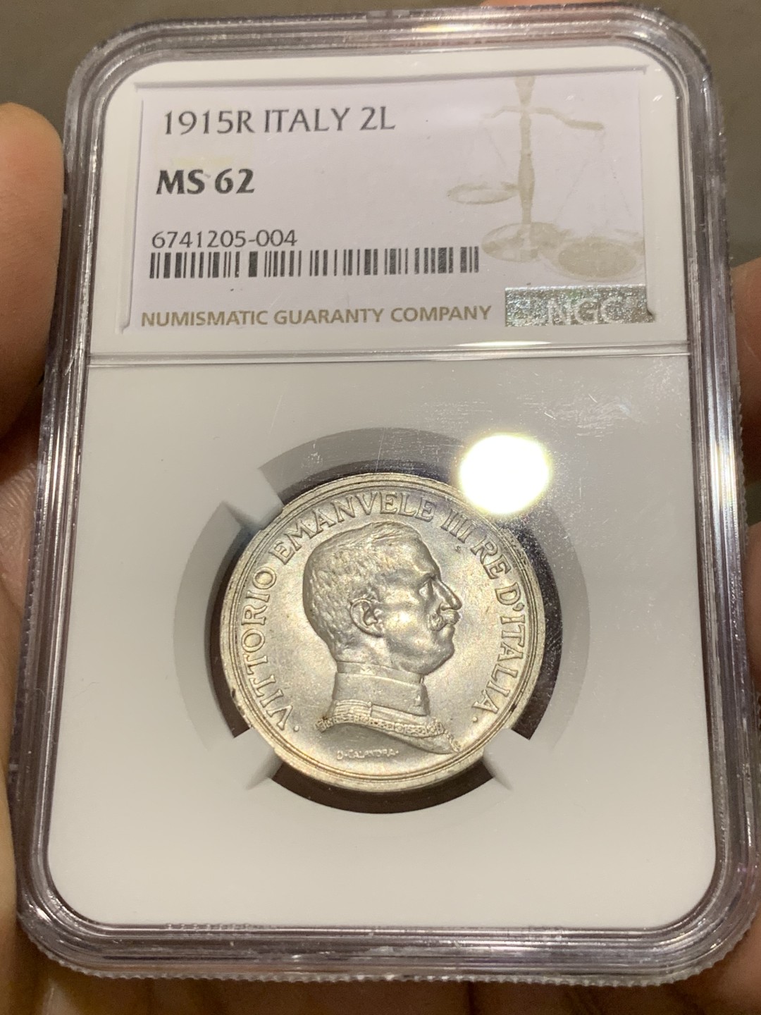 《竞宝斋》第149场-周日，周一，周四 3场 (全场包邮) NGC-MS62 意大利1915年2里拉马车银币 略有低评 可对比63状态