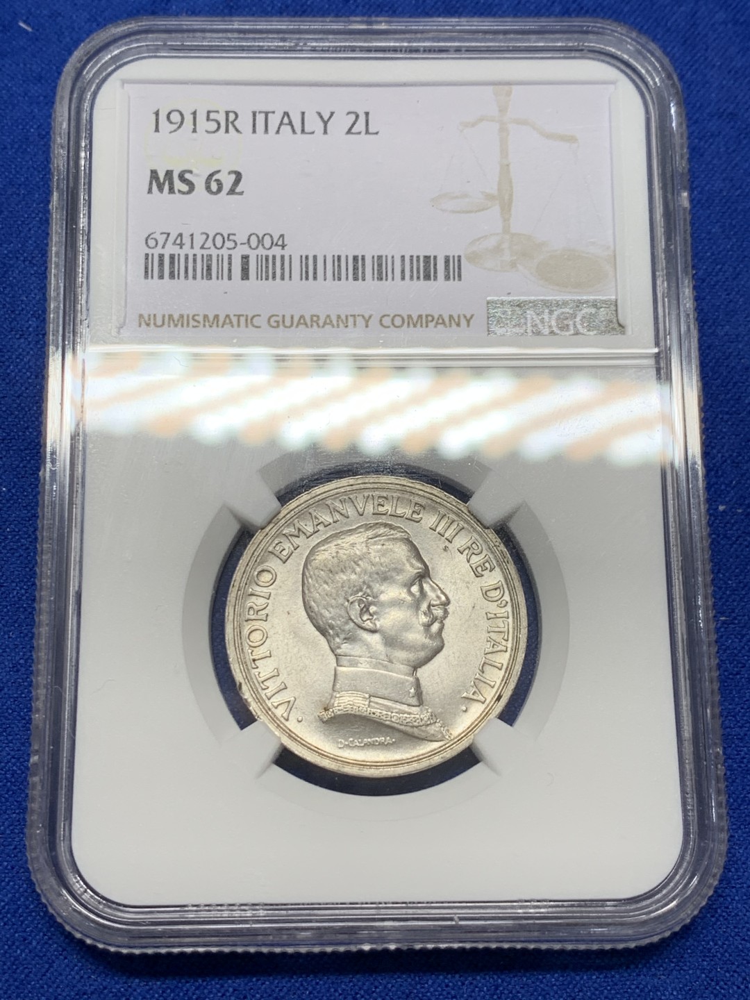 《竞宝斋》第149场-周日，周一，周四 3场 (全场包邮) NGC-MS62 意大利1915年2里拉马车银币 略有低评 可对比63状态