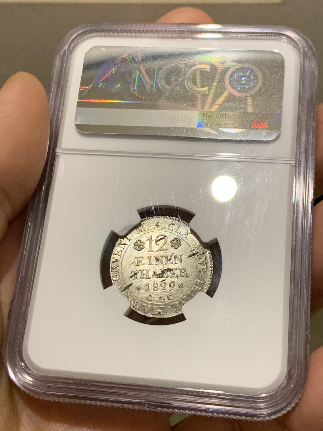 《竞宝斋》第149场-周日，周一，周四 3场 (全场包邮) NGC-MS62 德国布伦瑞克1829年奔马1/12泰勒银币