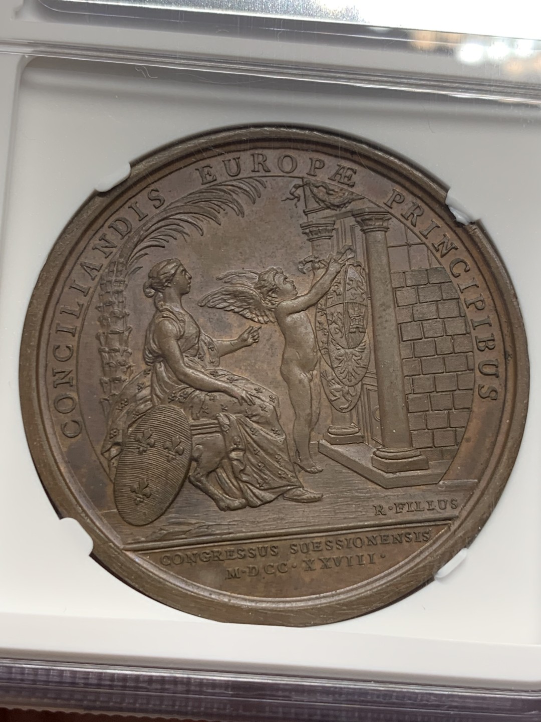 《竞宝斋》第149场-周日，周一，周四 3场 (全场包邮) NGC-MS63 法国1728年路易十五 天使图 大铜章 罕见品种