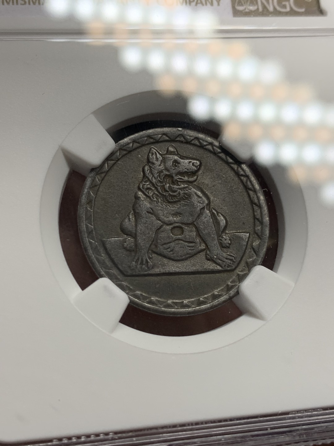 《竞宝斋》第149场-周日，周一，周四 3场 (全场包邮) NGC-AU58 德国紧急状态时期亚琛无心狼 1920年 25芬尼 原味老包浆细节很棒 状态好