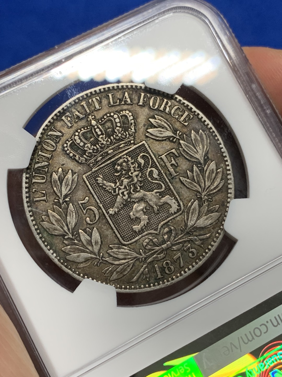 《竞宝斋》第149场-周日，周一，周四 3场 (全场包邮) NGC XF45 比利时 1873年 利奥波德二世 5法郎 银币 原味包浆