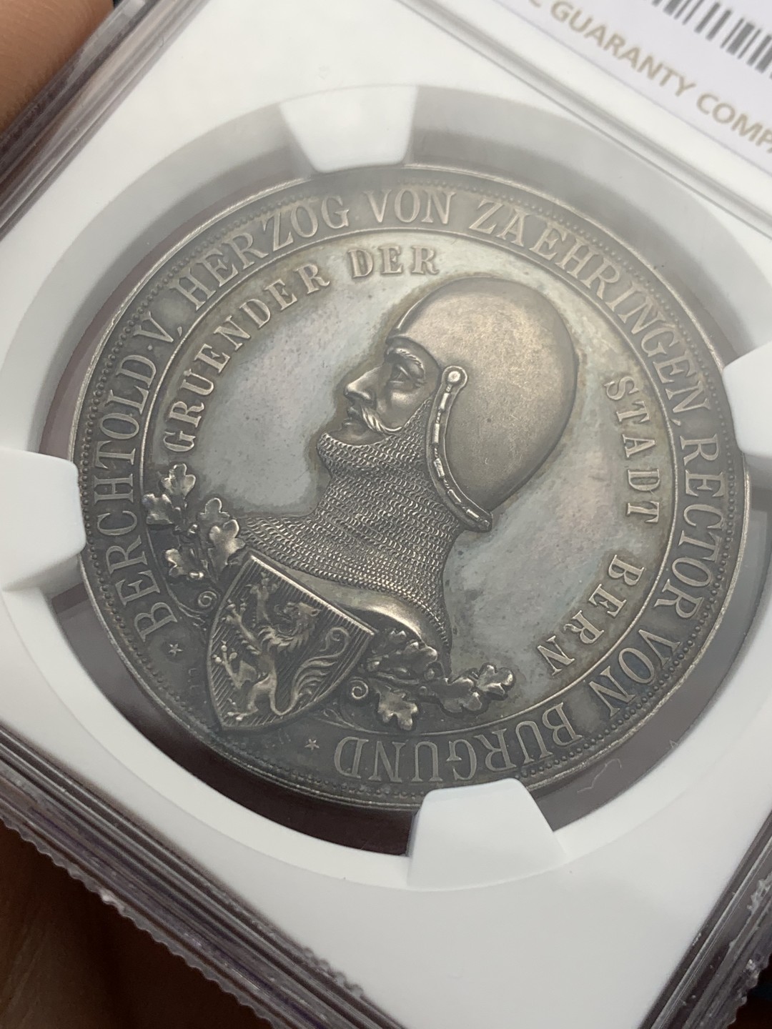 《竞宝斋》第149场-周日，周一，周四 3场 (全场包邮) NGC MS62 1891年瑞士伯尔尼建城700周年纪念银章 镜面底板 品相状态很不错