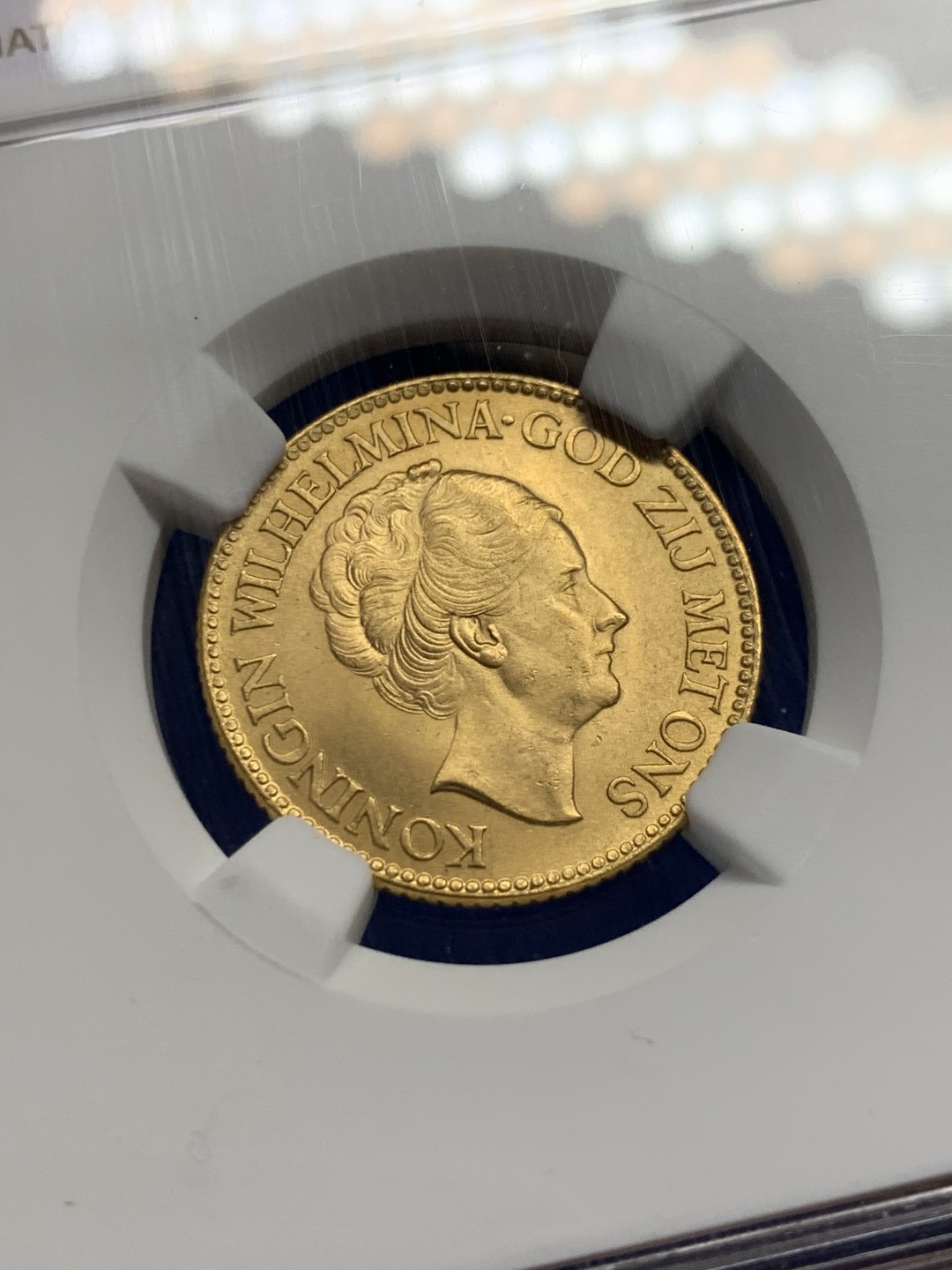 《竞宝斋》第149场-周日，周一，周四 3场 (全场包邮) NGC-MS63 荷兰1927年威廉米娜女王10盾金币 顶级品相