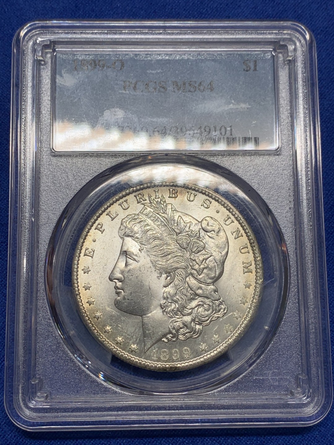 《竞宝斋》第149场-周日，周一，周四 3场 (全场包邮) PCGS-MS64 美国1899年O版 非常少见年份 摩根银币，光度好非常漂亮