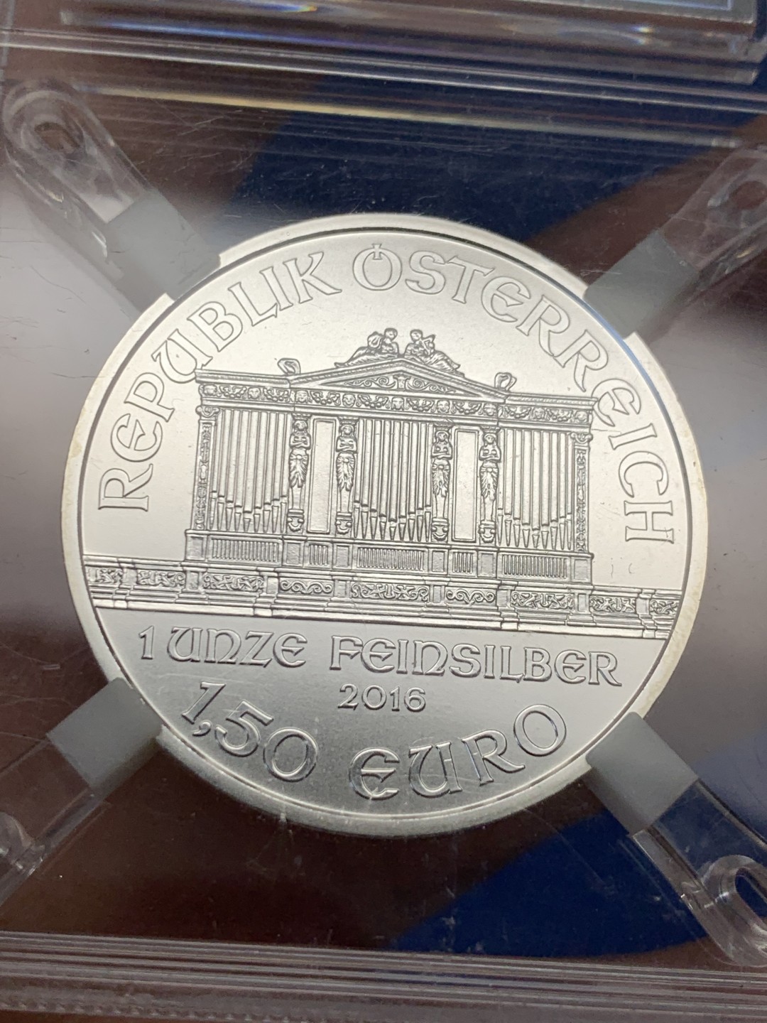 《竞宝斋》第149场-周日，周一，周四 3场 (全场包邮) 源泰评级 2016年 奥地利 音乐节 1.5euro 银币  31.1克克 999银