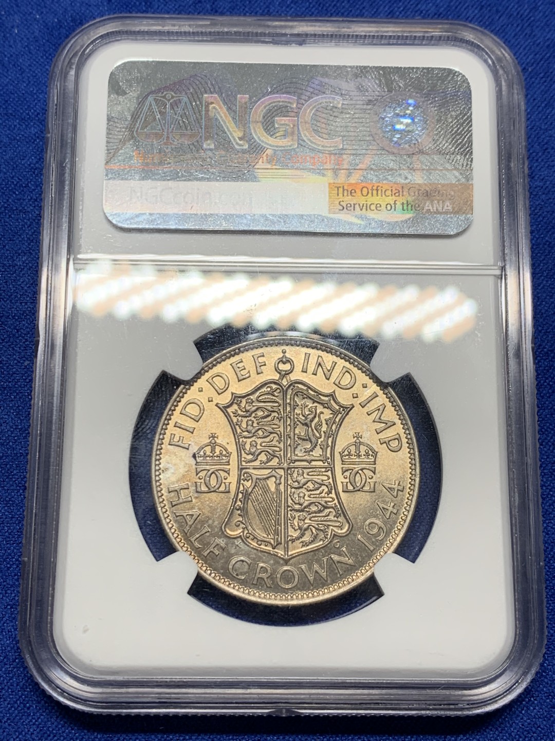 《竞宝斋》第149场-周日，周一，周四 3场 (全场包邮) NGC-MS63 英国1944年乔治六世半克朗银币 好状态