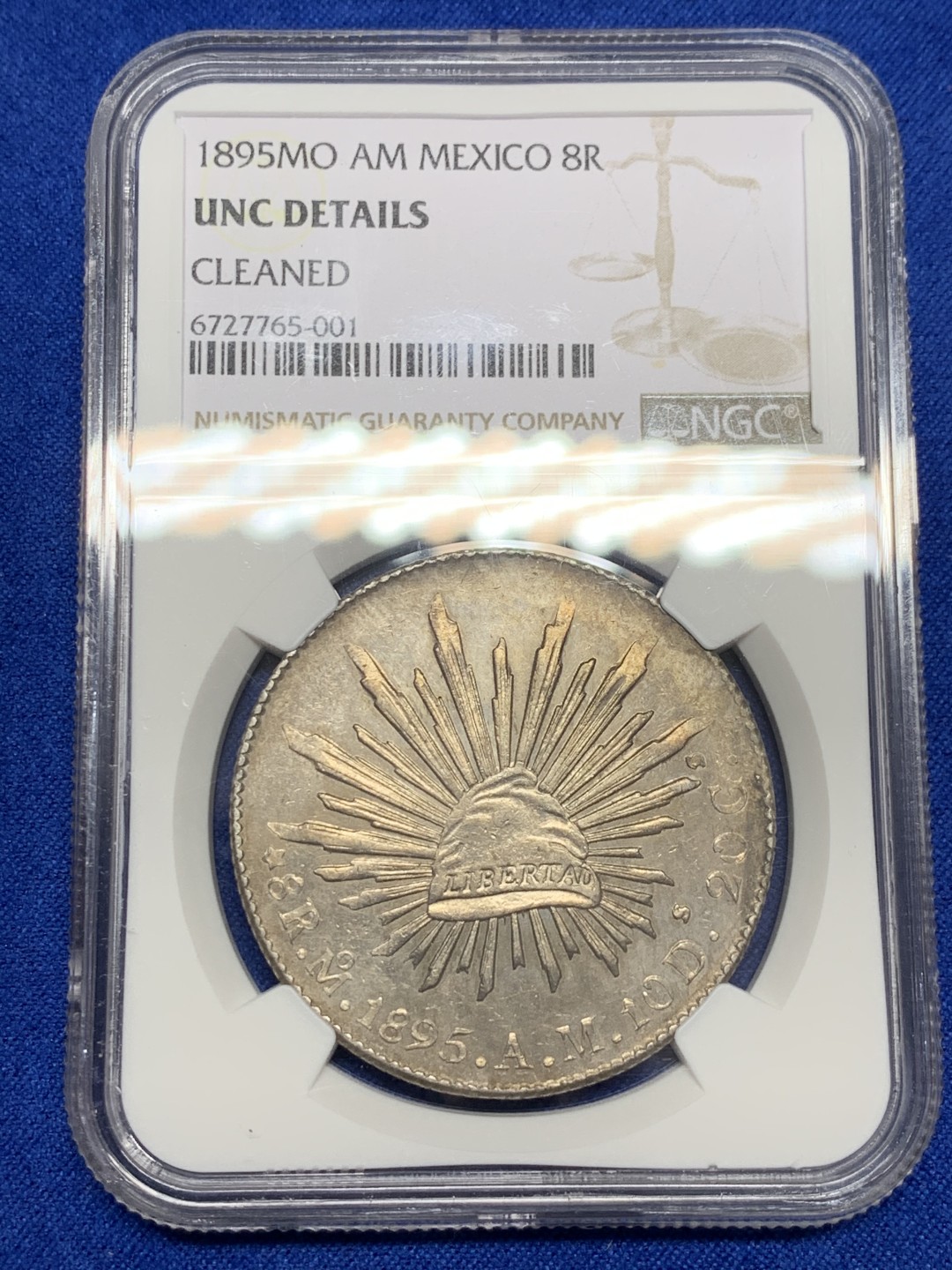 《竞宝斋》第149场-周日，周一，周四 3场 (全场包邮) NGC UNC 墨西哥 1895年 8R 花边鹰洋 大银币 地板好 光度也好