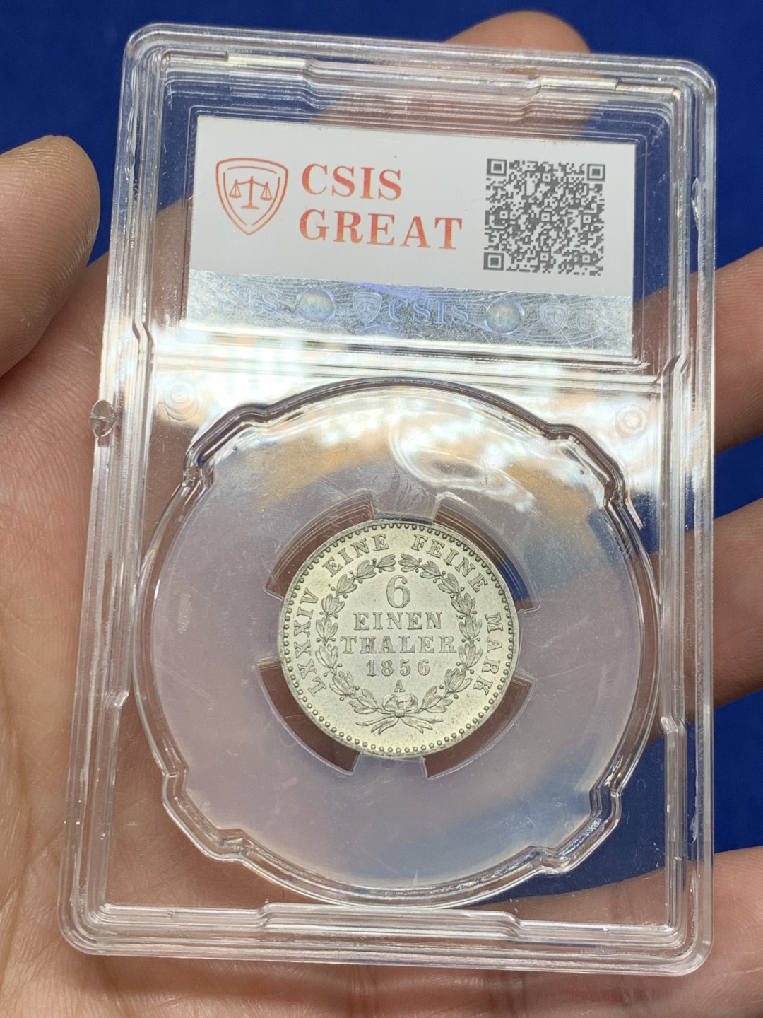 《竞宝斋》第149场-周日，周一，周四 3场 (全场包邮) 信泰MS65 德国安哈特小熊爬墙六分之一泰勒 银币