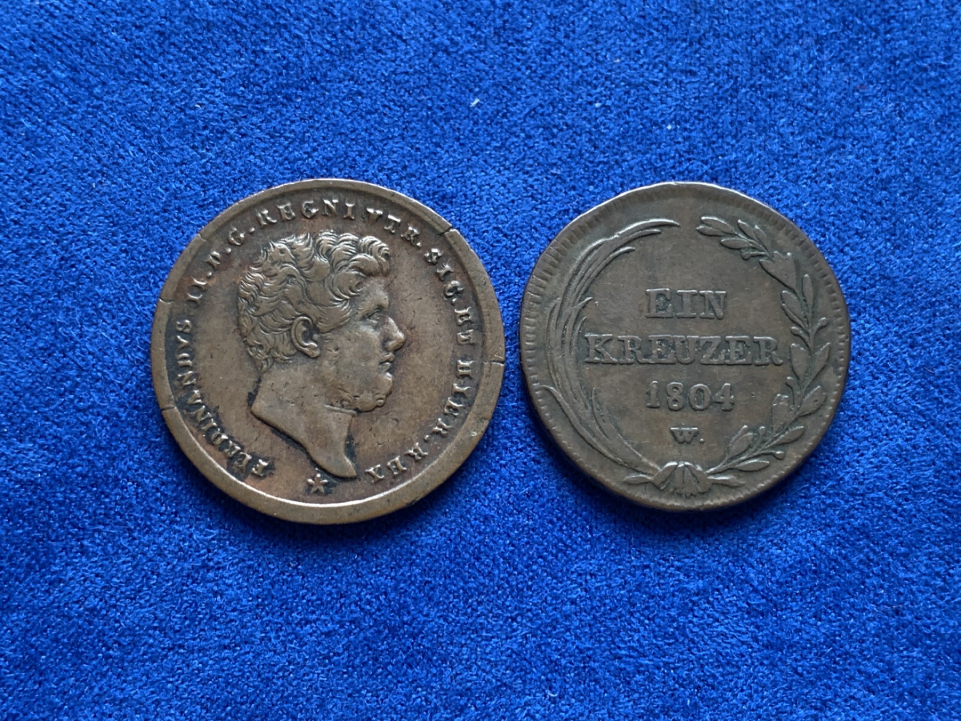 《竞宝斋》第149场-周日，周一，周四 3场 (全场包邮) 意大利邦铜币2枚一起，1804，1858各一枚