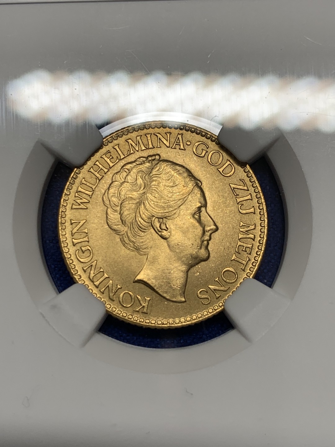 《竞宝斋》第149场-周日，周一，周四 3场 (全场包邮) NGC-MS63 荷兰1927年威廉米娜女王10盾金币 顶级品相