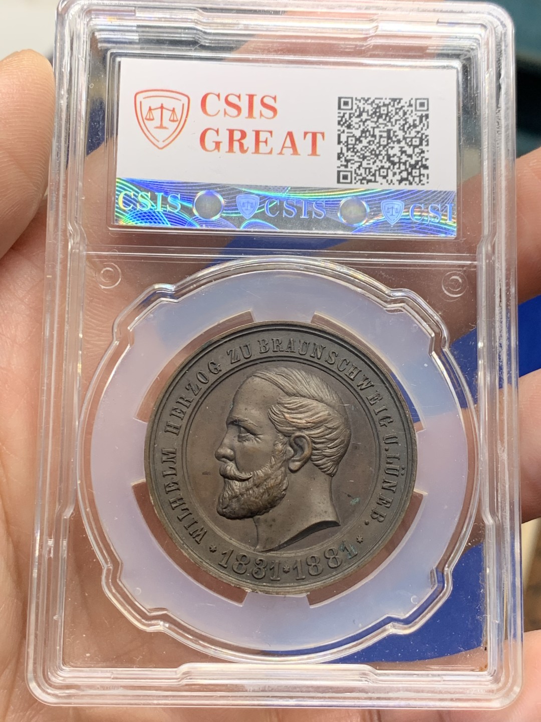 《竞宝斋》第149场-周日，周一，周四 3场 (全场包邮) 信泰MS66  1881年德国 杜克公爵铜章