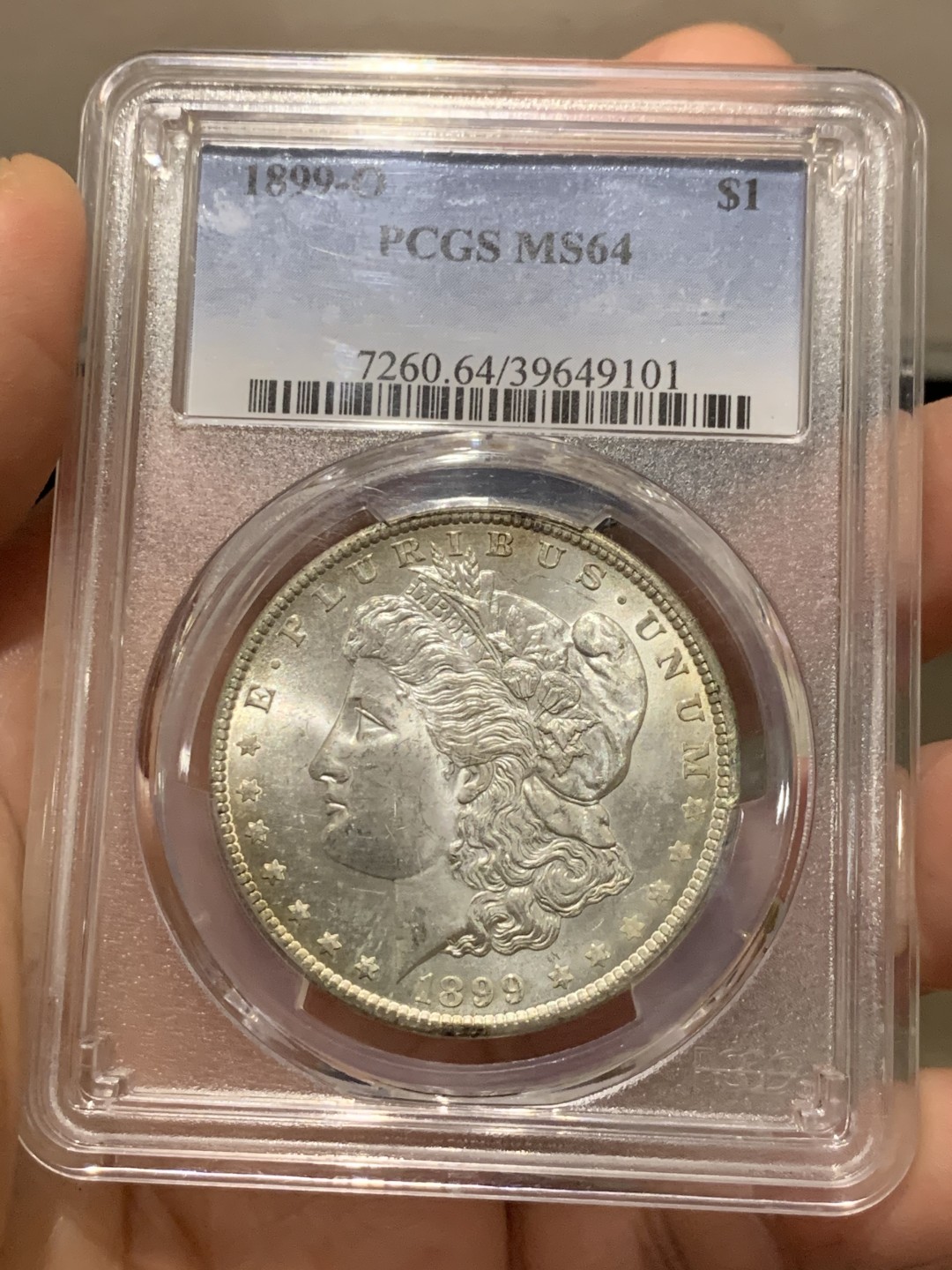 《竞宝斋》第149场-周日，周一，周四 3场 (全场包邮) PCGS-MS64 美国1899年O版 非常少见年份 摩根银币，光度好非常漂亮