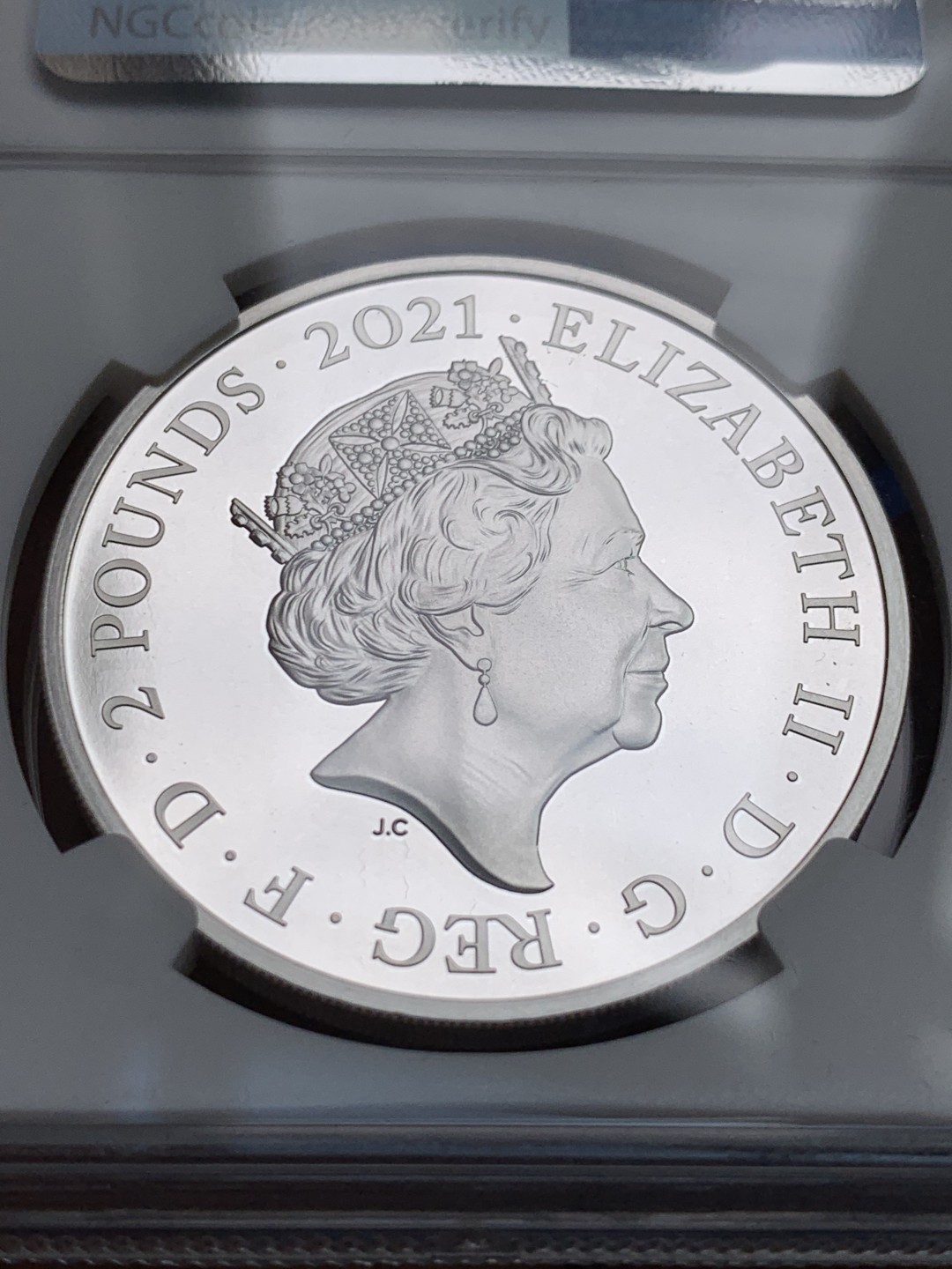 《竞宝斋》第149场-周日，周一，周四 3场 (全场包邮) 2枚一起 NGC-PF 70UC 双满分蓝标套装 英国加拿大联合发行女王95岁诞辰套装 极其难得 盒证齐全