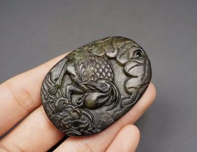 玉石翡翠玛瑙｜拍卖专场 地方玉 一路连科纹玉牌挂件