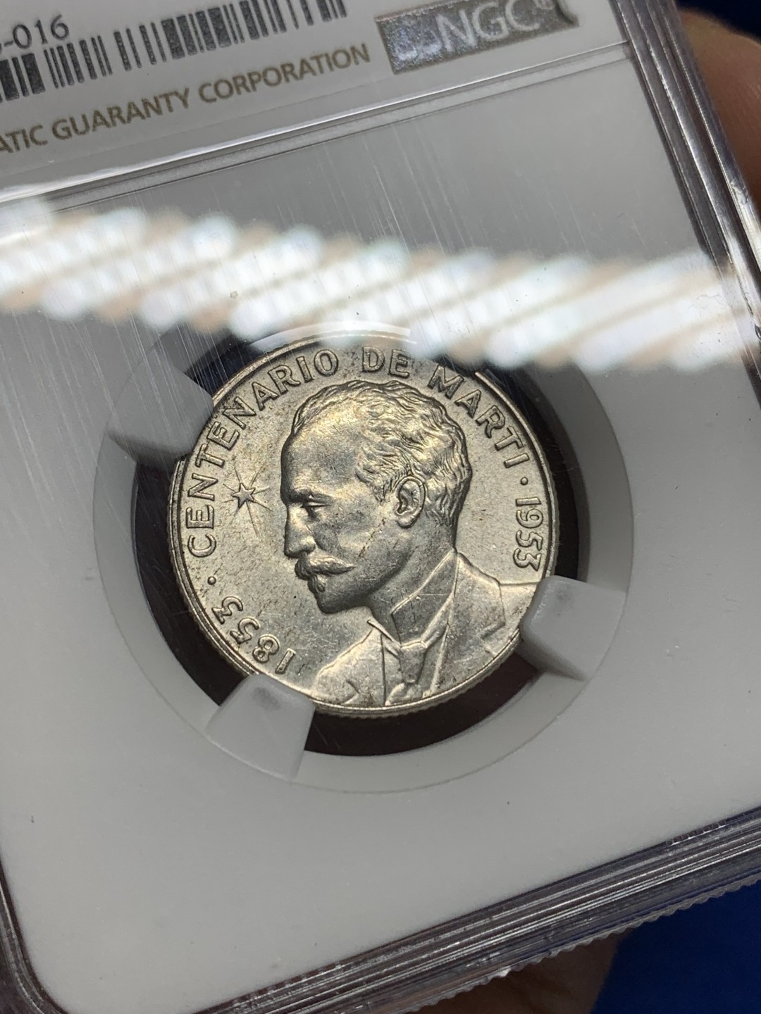 《竞宝斋》第149场-周日，周一，周四 3场 (全场包邮) NGC-MS62 古巴1953年 马丁百年纪念 25分银币