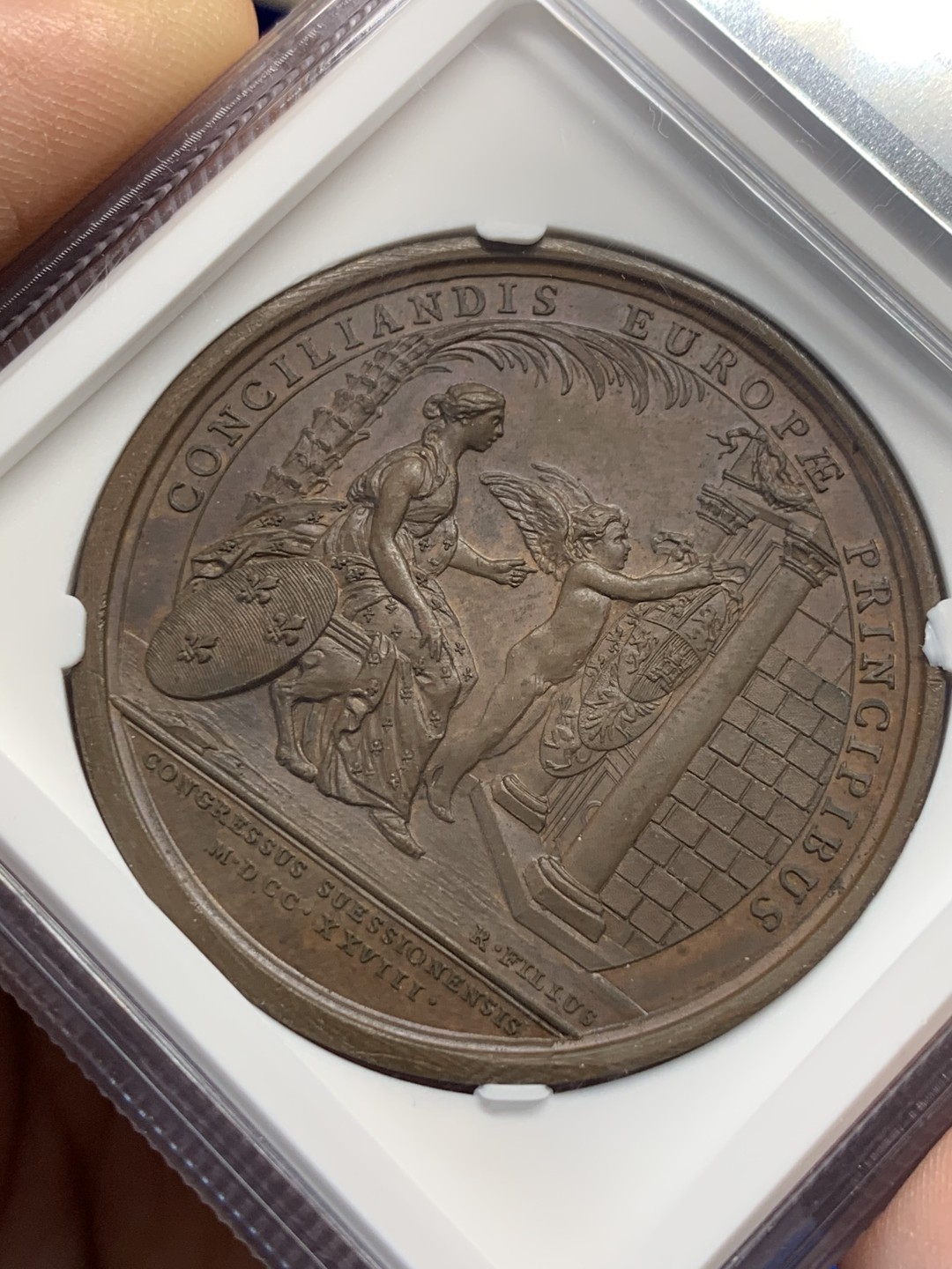 《竞宝斋》第149场-周日，周一，周四 3场 (全场包邮) NGC-MS63 法国1728年路易十五 天使图 大铜章 罕见品种