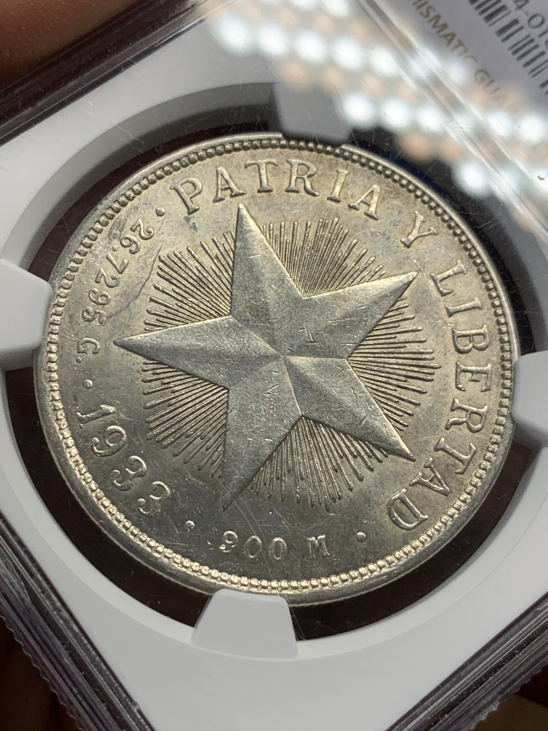 《竞宝斋》第149场-周日，周一，周四 3场 (全场包邮) NGC-AU58 古巴1933年 大五星 1比索银币大热门品种