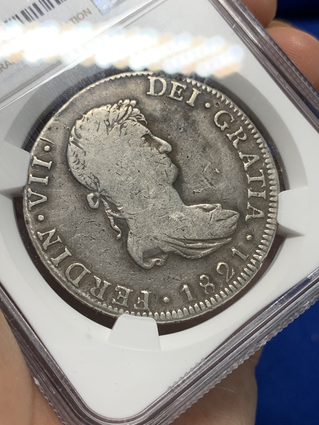 《竞宝斋》第149场-周日，周一，周四 3场 (全场包邮) NGC-VF  墨西哥 1821年 费七 8R 双柱大银币 流通品相 原味熟美