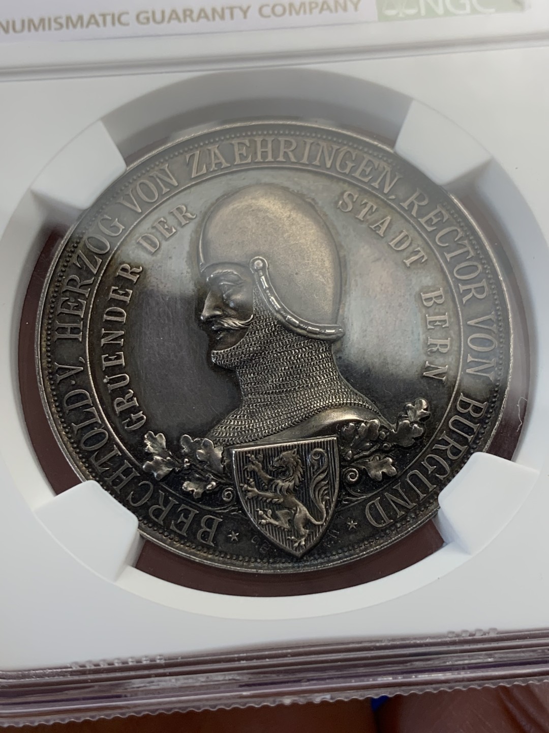 《竞宝斋》第149场-周日，周一，周四 3场 (全场包邮) NGC MS62 1891年瑞士伯尔尼建城700周年纪念银章 镜面底板 品相状态很不错