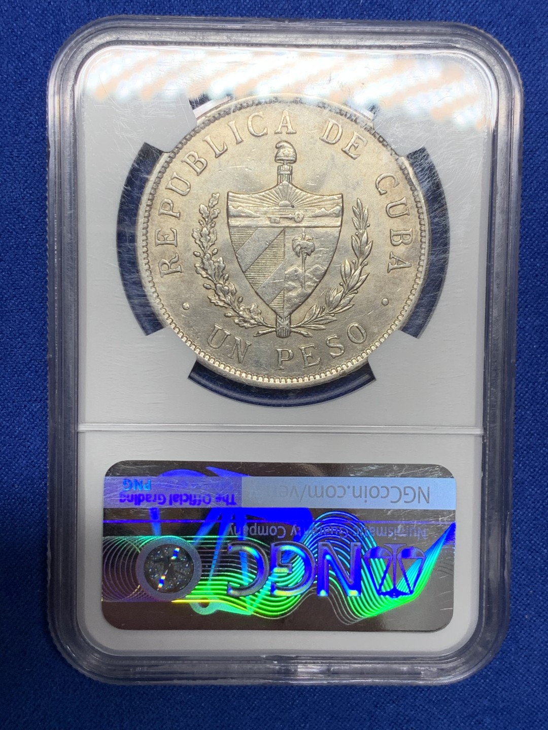 《竞宝斋》第149场-周日，周一，周四 3场 (全场包邮) NGC-AU58 古巴1933年 大五星 1比索银币大热门品种