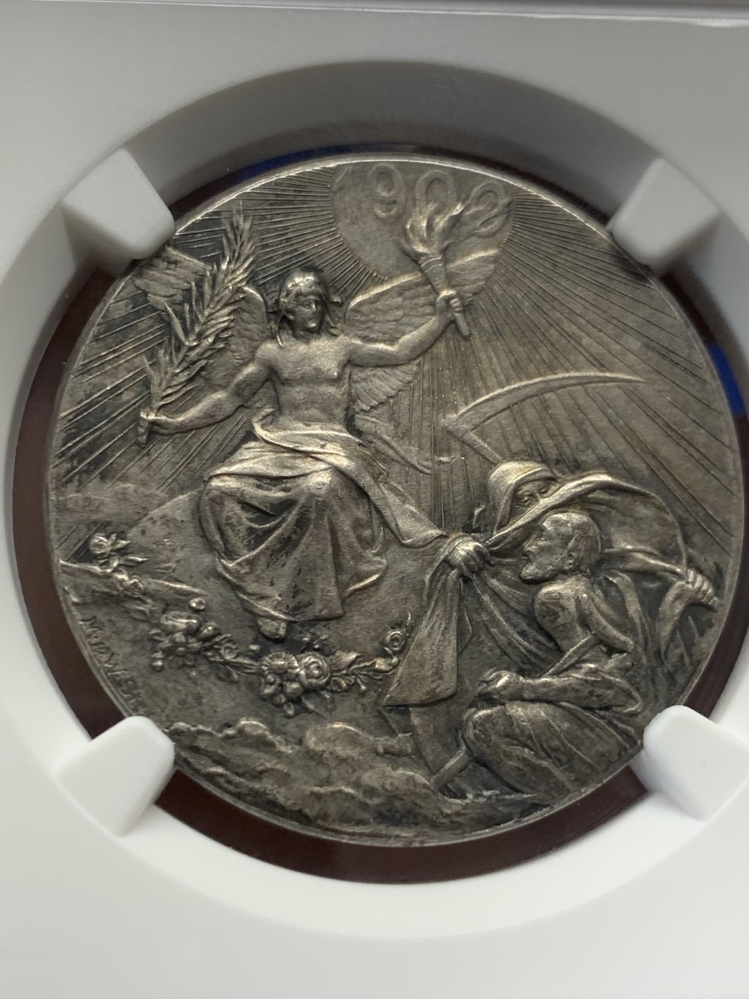 《竞宝斋》第149场-周日，周一，周四 3场 (全场包邮) NGC MS63 1900年德国新世纪纪念银章 原味包浆 品相状态非常棒