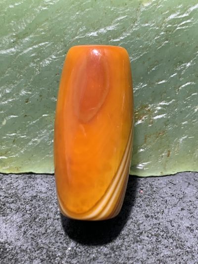 精美高玉化天眼千层纹纹缠丝玛瑙桶珠一颗， - 精美高玉化天眼千层纹纹缠丝玛瑙桶珠一颗，