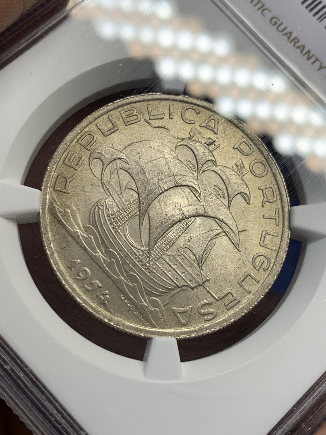 《竞宝斋》第149场-周日，周一，周四 3场 (全场包邮) NGC-MS64 葡萄牙1954年 大帆船10埃斯库多银币 顶极品相 好品粉光