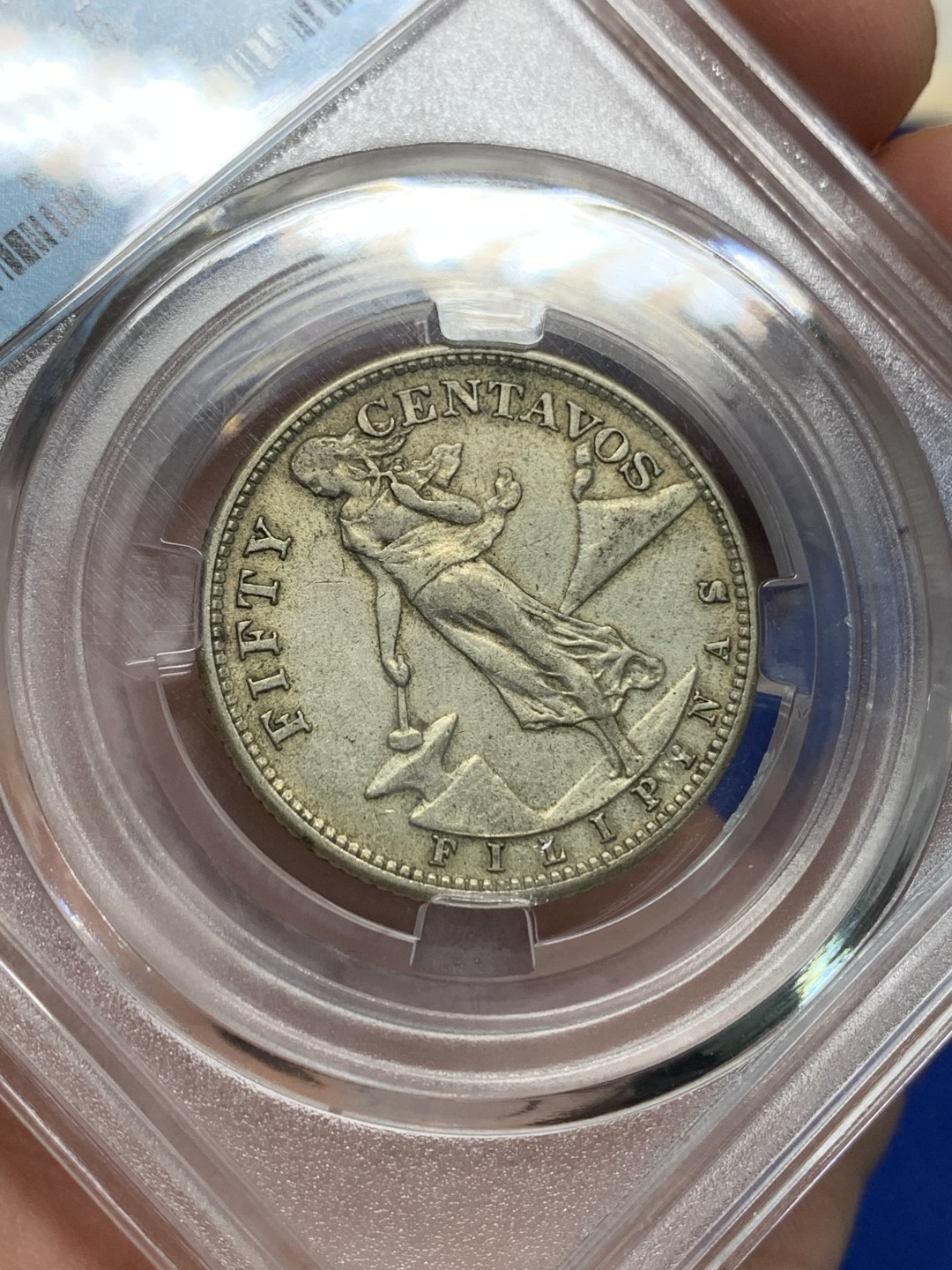 《竞宝斋》第149场-周日，周一，周四 3场 (全场包邮) 保粹 AU55 1944美属菲律宾打铁女神50分银币