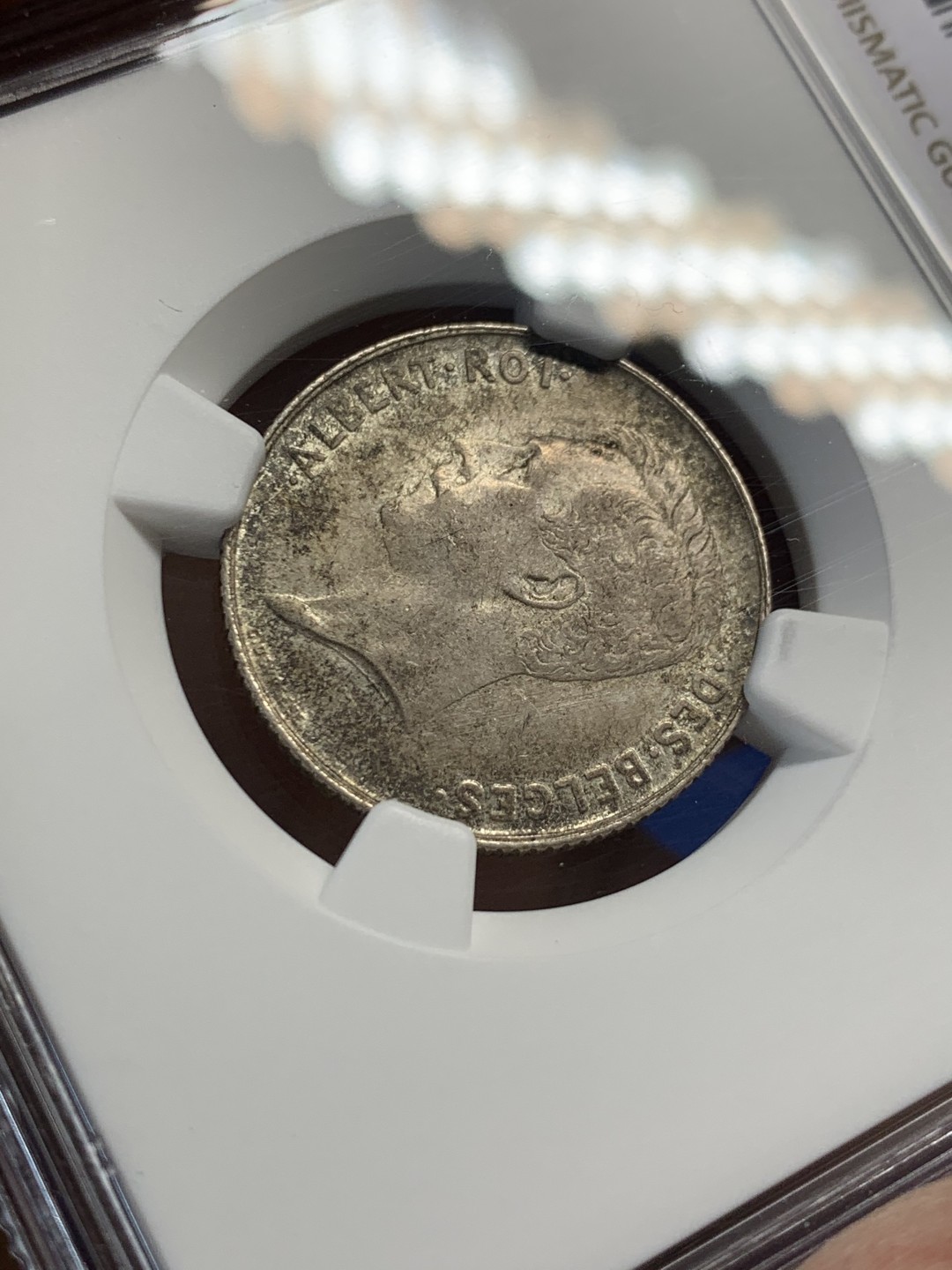 《竞宝斋》第149场-周日，周一，周四 3场 (全场包邮) NGC-MS62 比利时1912年 阿尔贝托1法郎银币 好品代彩