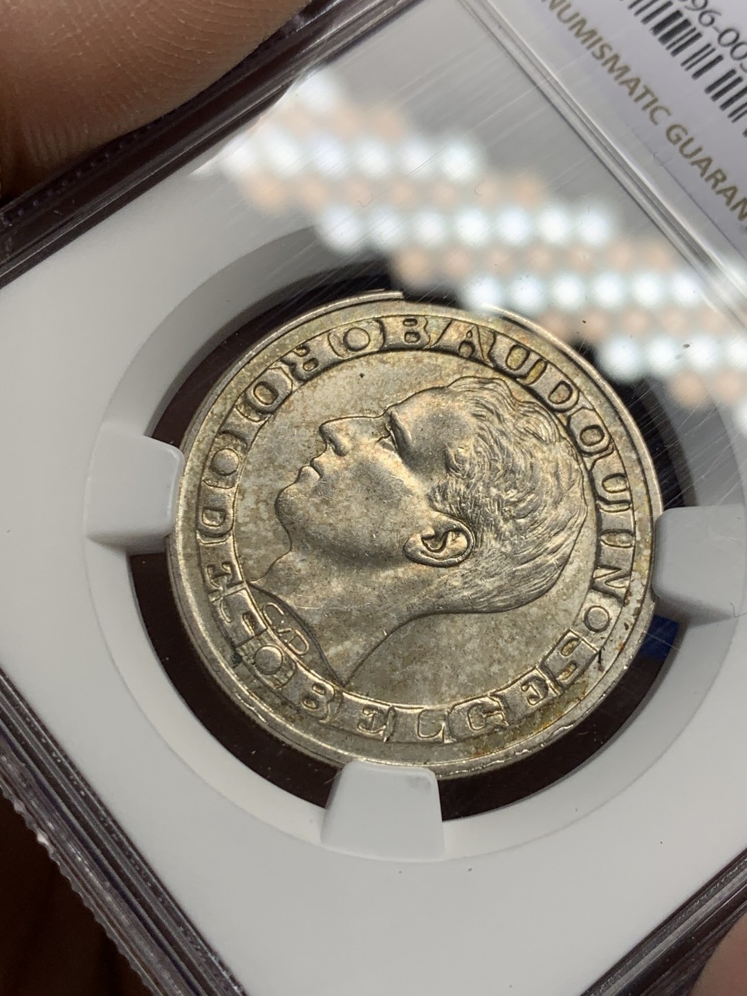 《竞宝斋》第149场-周日，周一，周四 3场 (全场包邮) NGC-MS63 比利时1958年 50法郎银币 顶级好品