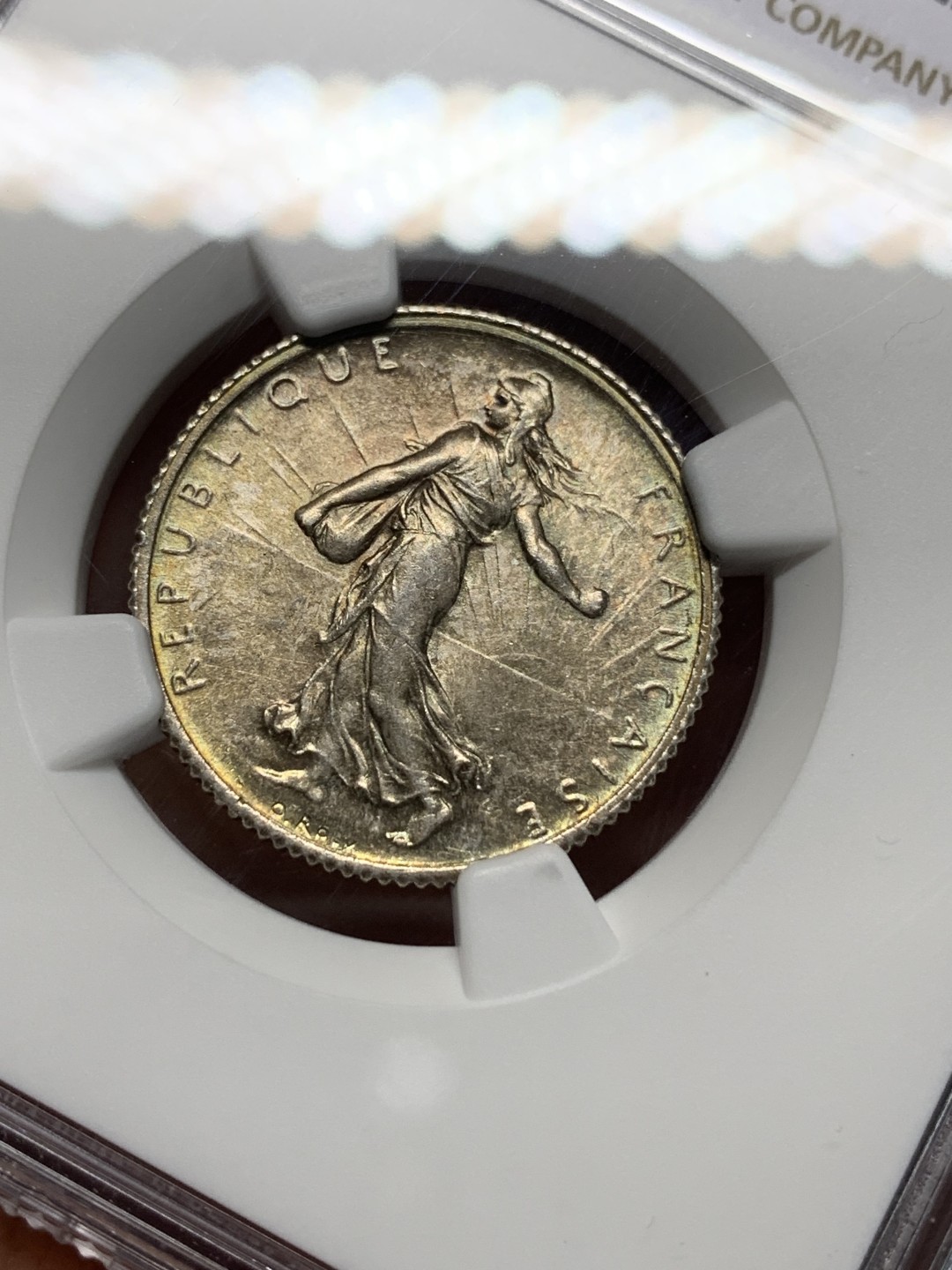 《竞宝斋》第149场-周日，周一，周四 3场 (全场包邮) NGC-MS63 法国1920年 播种女神1法郎银币 好品代彩 非常漂亮