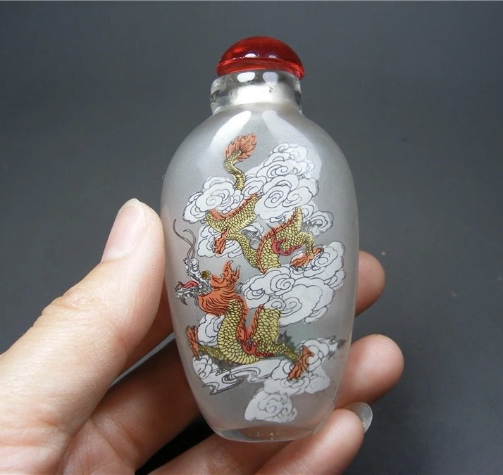 ｜冷门出品｜精选专拍·第贰拾叁场· 玻璃内画龙纹大鼻烟壶