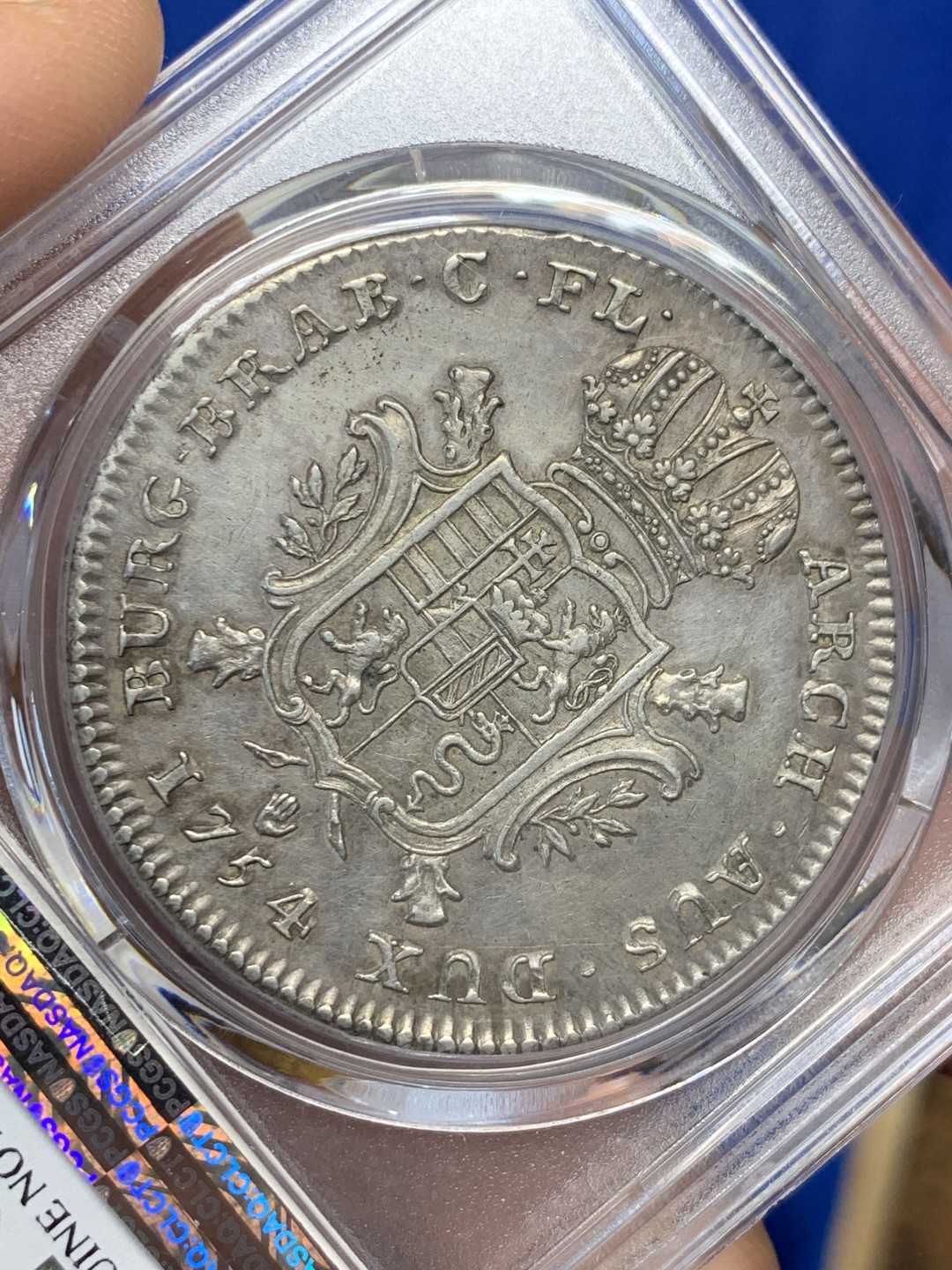 《竞宝斋》第149场-周日，周一，周四 3场 (全场包邮) PCGS AUD 奥属尼德兰1754R稀少末年版1泰勒，全深打，高点俱在