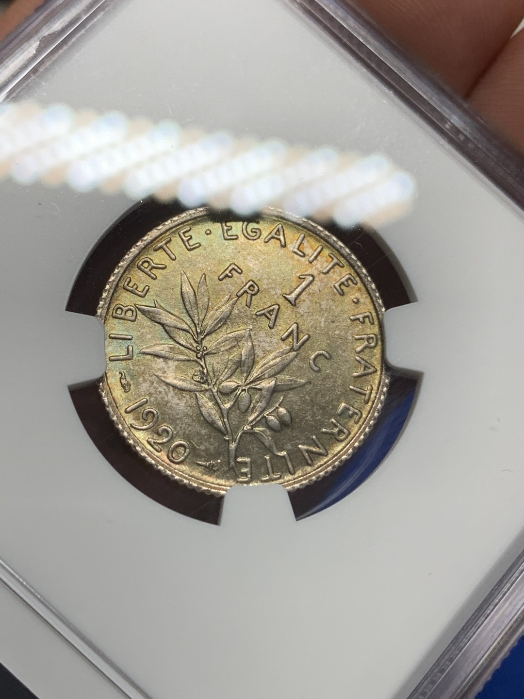 《竞宝斋》第149场-周日，周一，周四 3场 (全场包邮) NGC-MS63 法国1920年 播种女神1法郎银币 好品代彩 非常漂亮