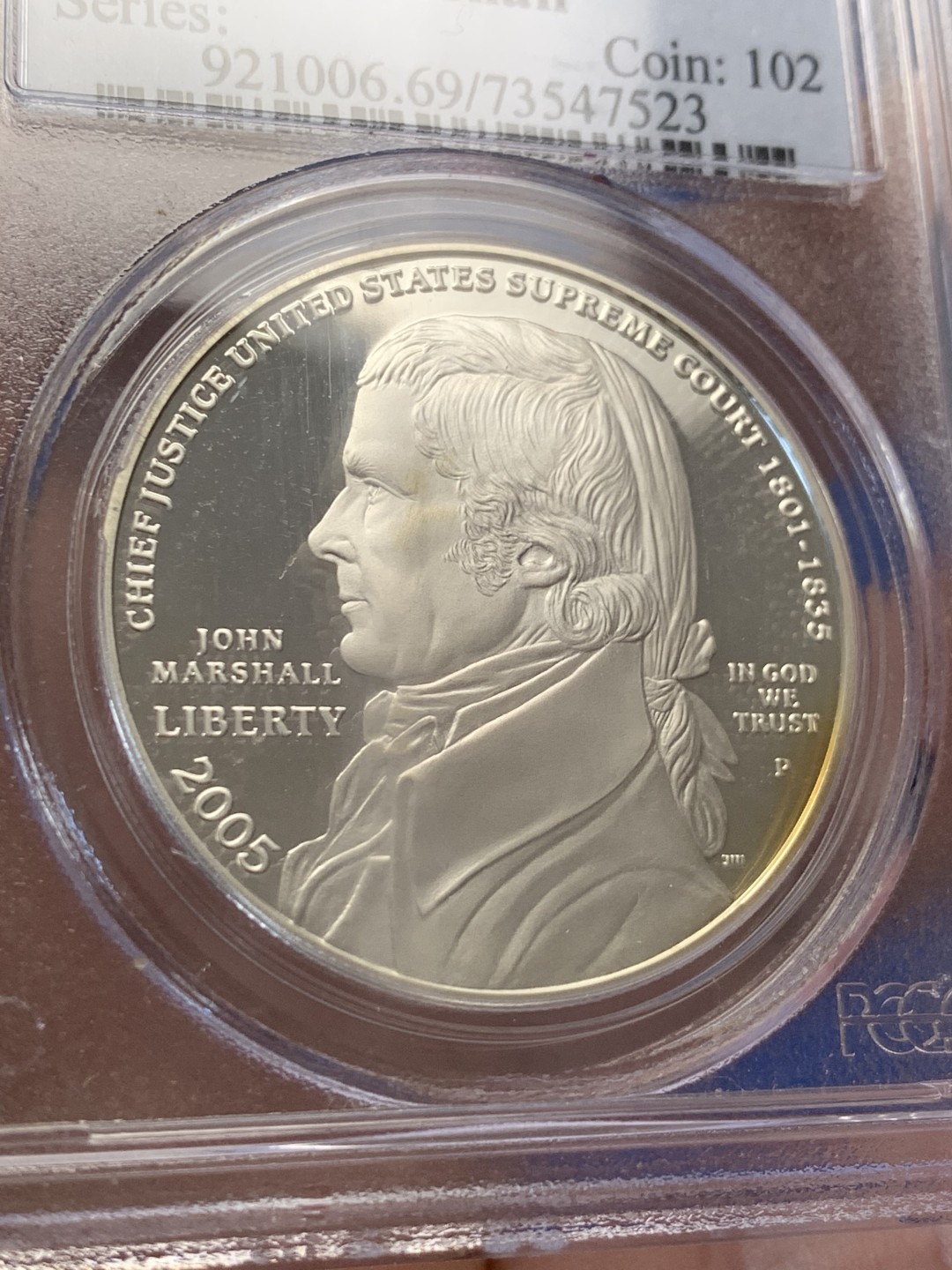 《竞宝斋》第149场-周日，周一，周四 3场 (全场包邮) PCGS-PR69DCAM 美国 2005年 马歇尔总统 精制版纪念大银币 顶级品相