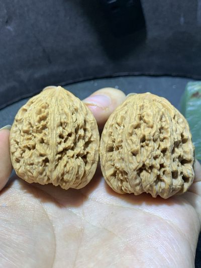 精美蚂蚁纹炮弹桩南疆石麻核桃文玩核桃一对！ - 精美蚂蚁纹炮弹桩南疆石麻核桃文玩核桃一对！